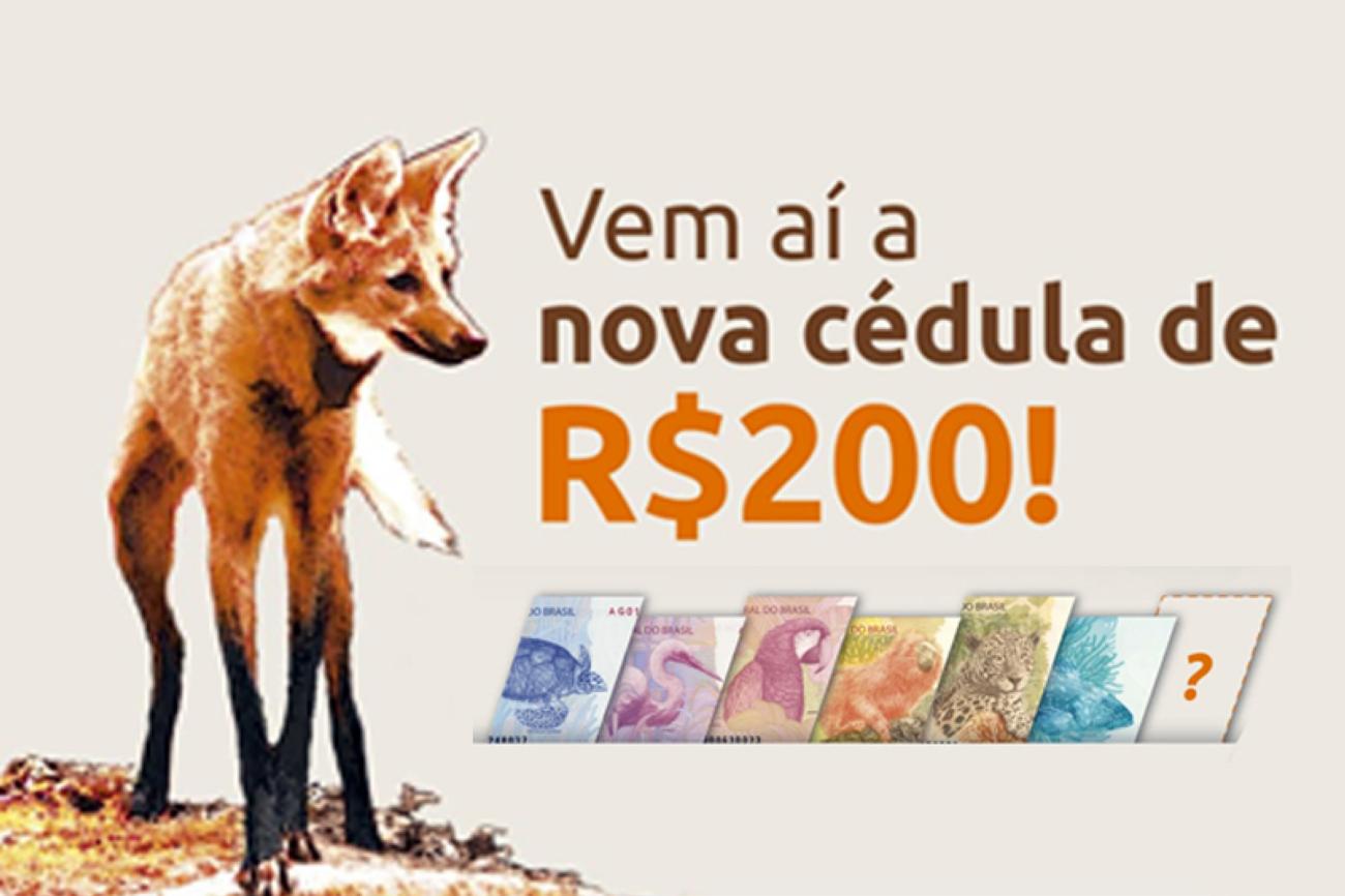 Imagem da cédula de R$ 200, com lobo-guará, é divulgada pelo Banco Central